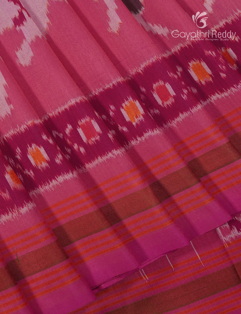Pure Ikat Silk Saree in Baby Pink