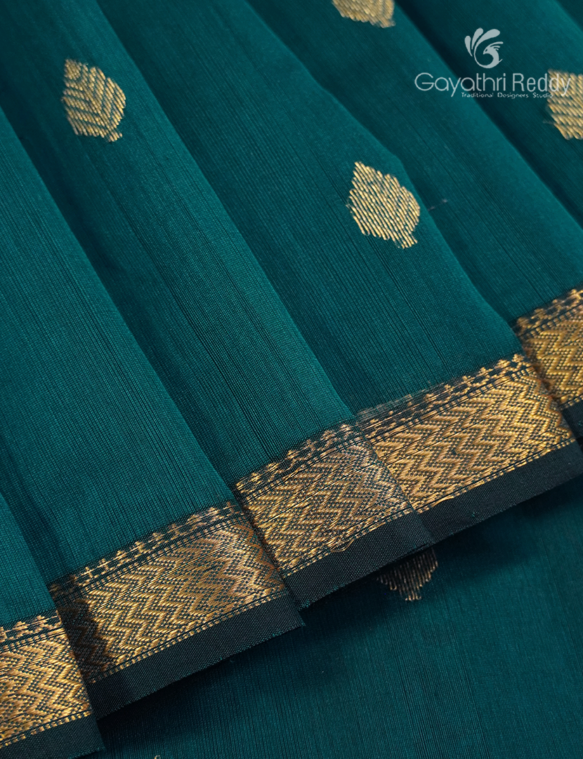 Pure Chanderi Sico Saree in Deep Rama Green