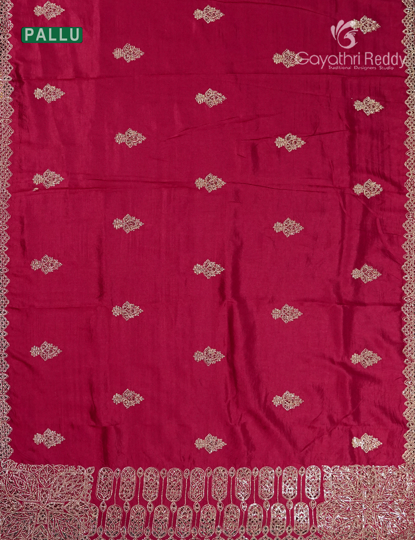Semi Dupion Silk Saree in Rani Pink