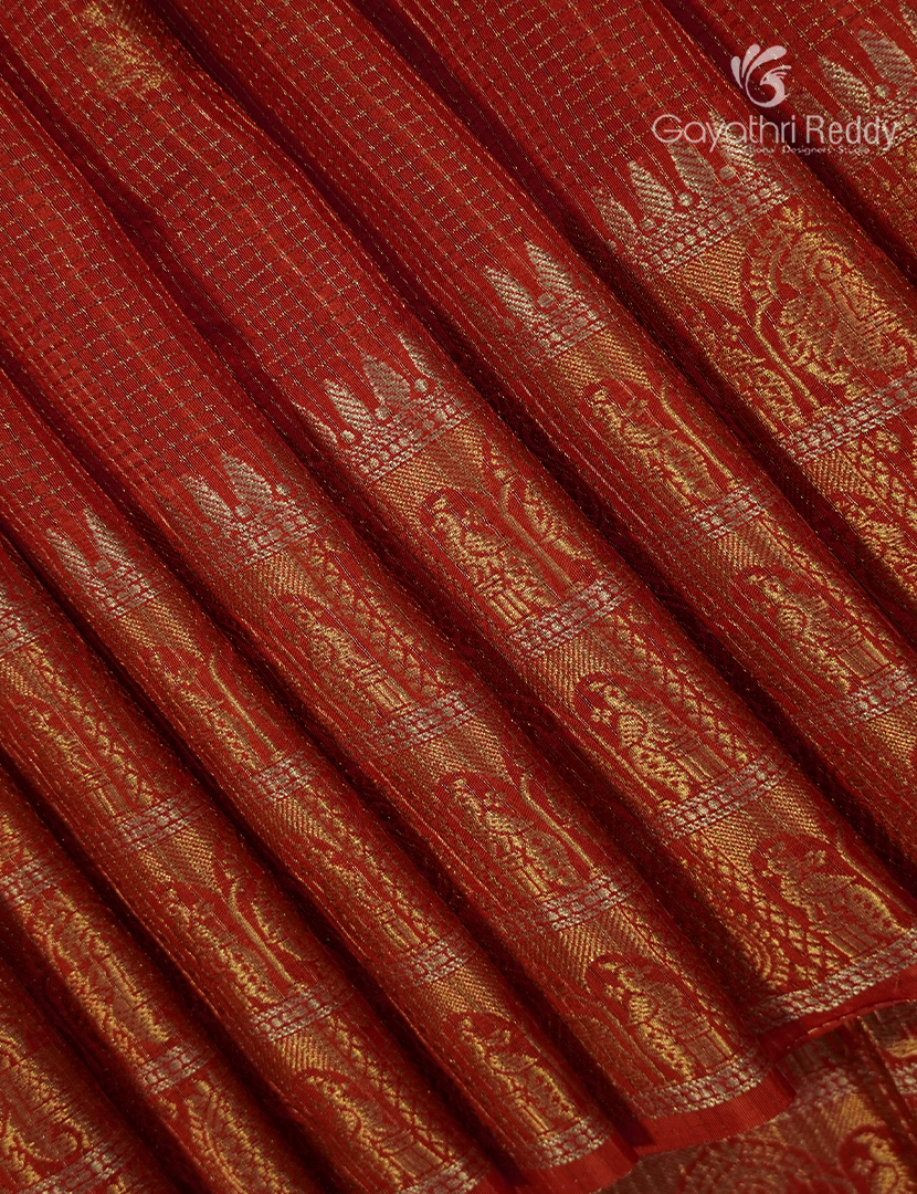 Semi Mysore Crepe Saree in Deep Red