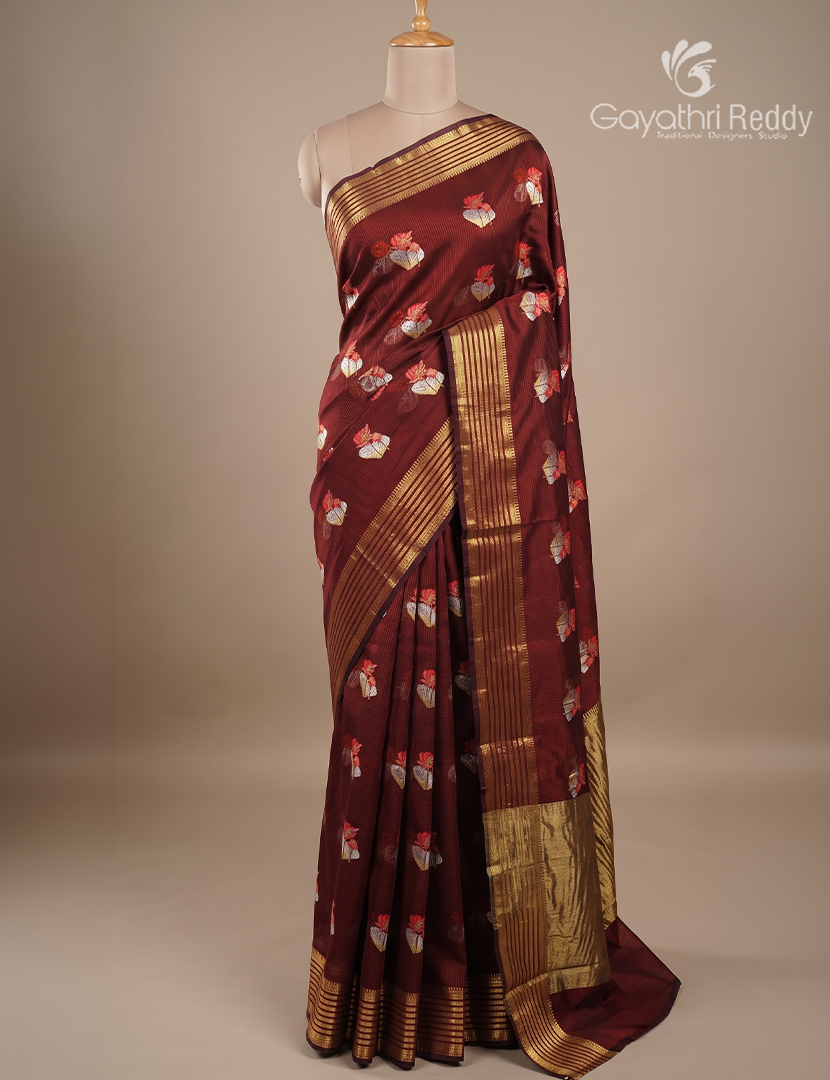 Pure Silk Kota Saree in Maroon