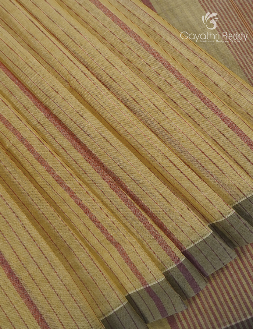 Pure Handloom Cotton Saree in Light Mustard