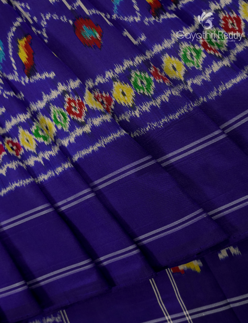 Pure Ikat Silk Saree in Violet
