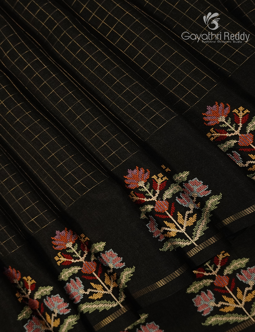Semi Tussar Fancy Saree in Black