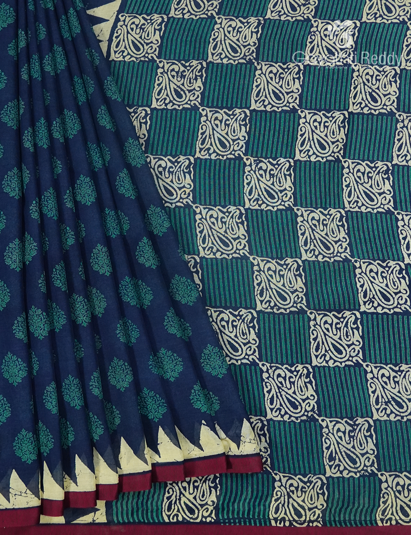 Vidharbha Cotton Saree in Indigo Blue