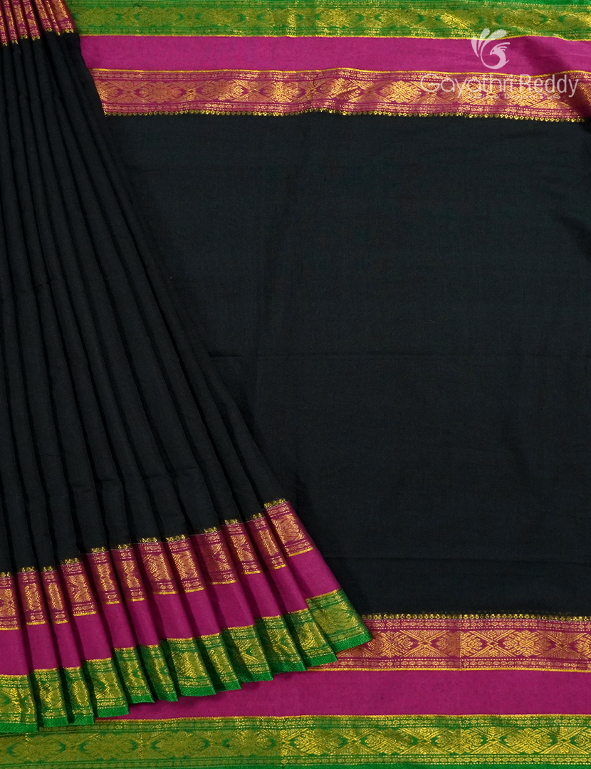 Jamdani Cotton Saree in Black