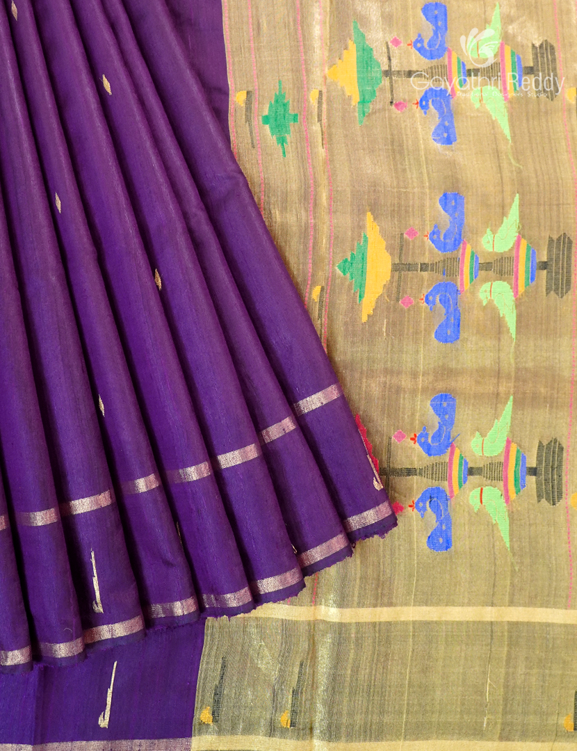 Pure Khadi Pattu Saree in Deep Purple