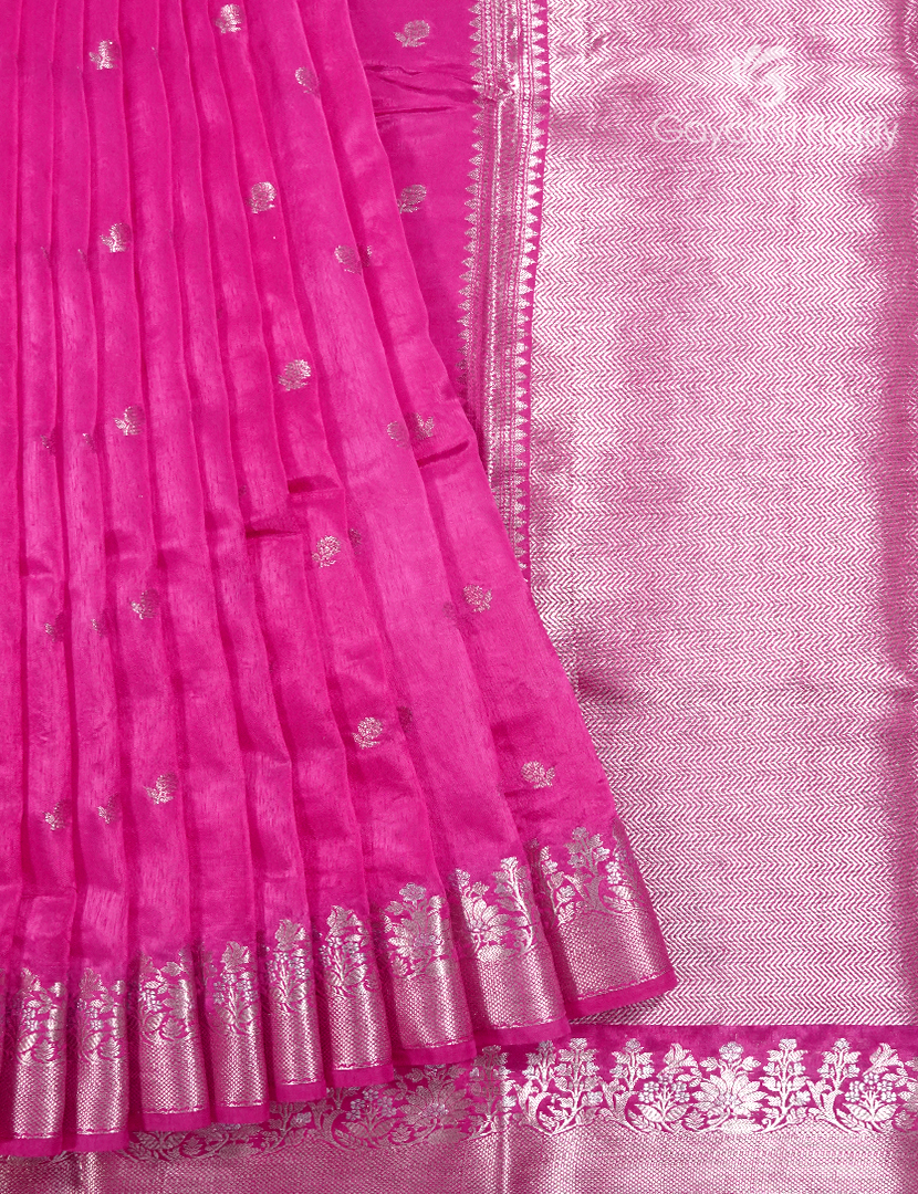 Banaras Mango Silk Saree in Hot Pink