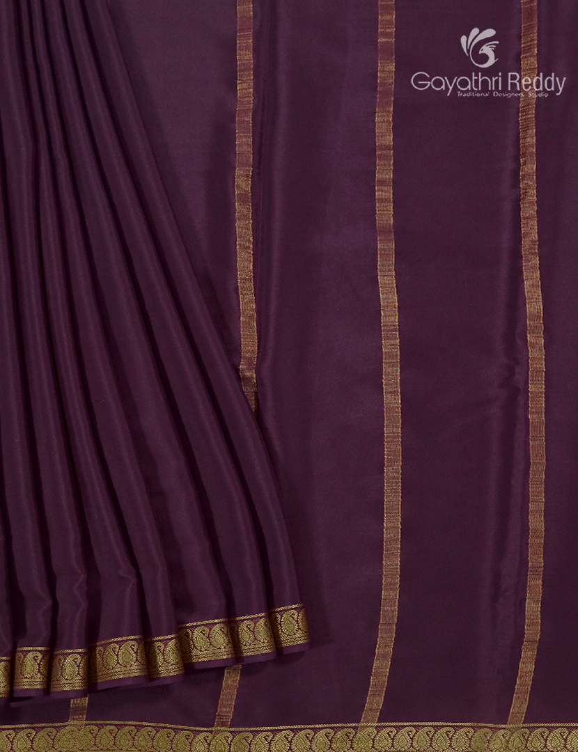 Pure Mysore Silk Saree in Deep Burgundy