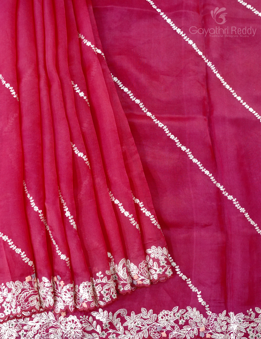 PURE ORGANZA SILK FANCY WITH READYMADE BLOUSE-POF145