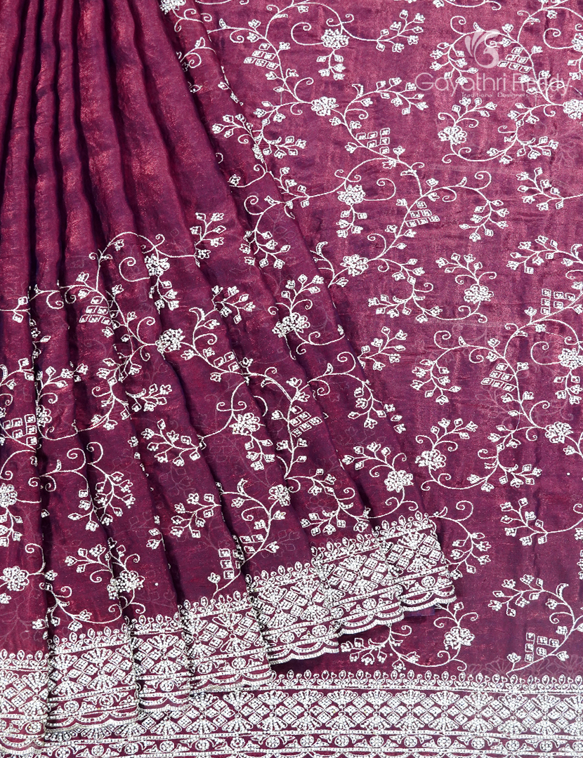 Semi Tissue Fancy Saree in Majenta