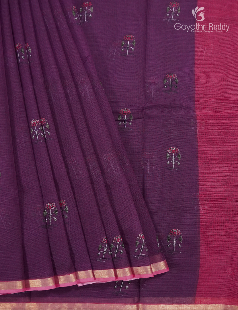 Premium Quality Cotton Kota Saree in Deep Purple and Fuchsia Pink