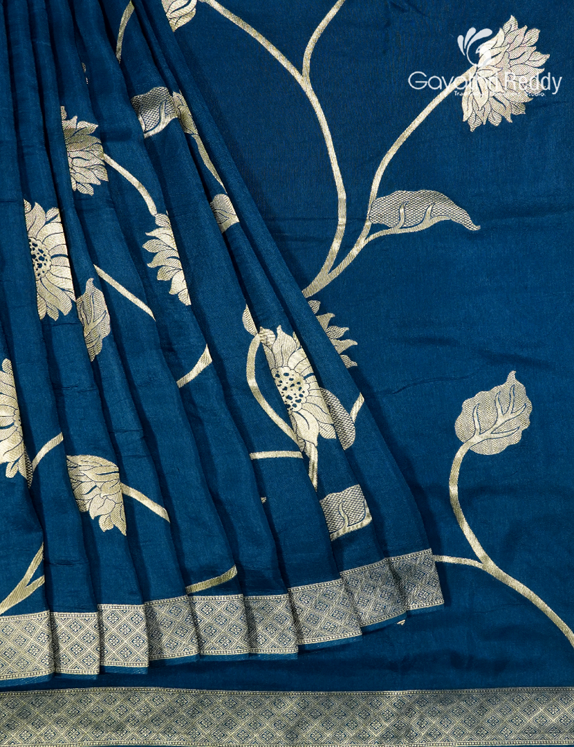 Semi Dola Fancy Saree in Indigo Blue