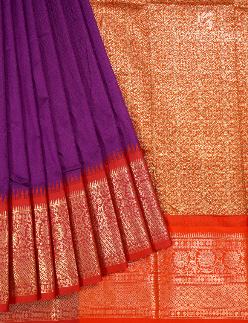 Semi Katan Silk Saree in Deep Purple and