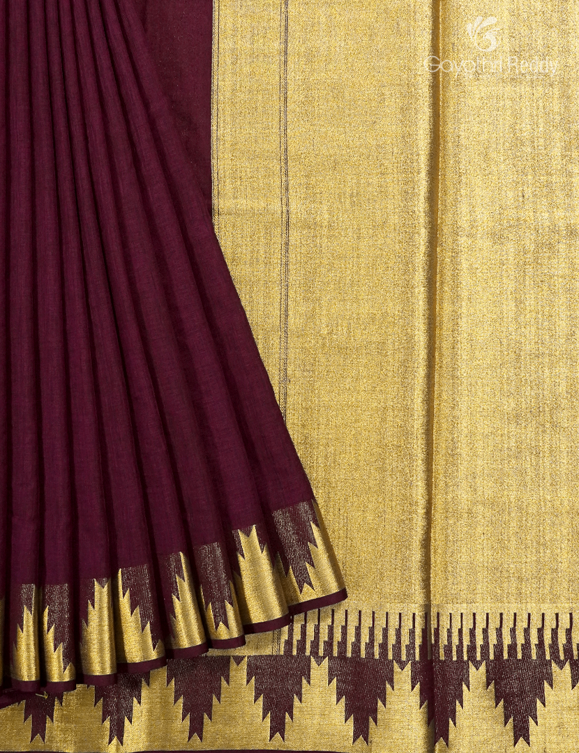 Semi Tussar Saree in Burgundy