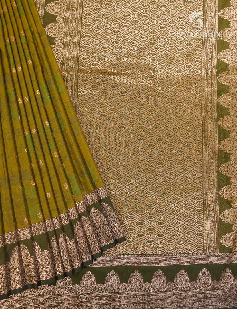 Semi Kanchipuram Art Silk Saree in Mehendi Green