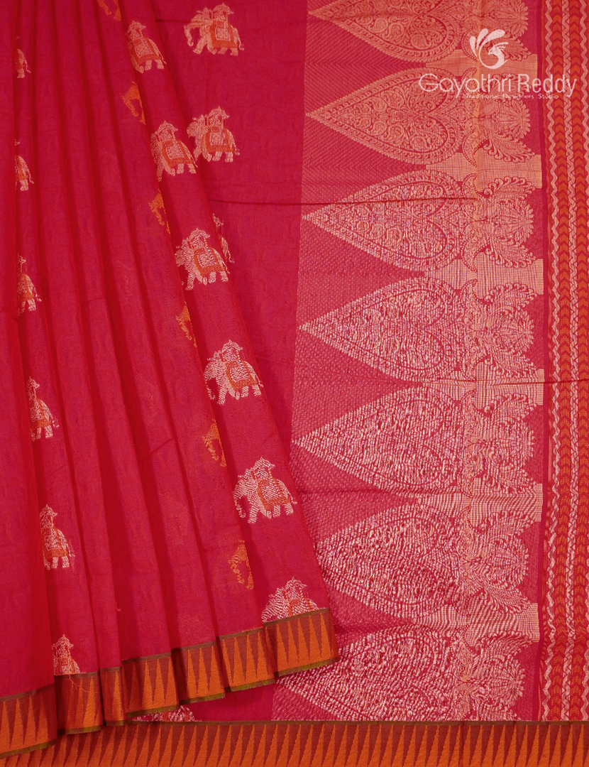 Pure Kanchi Cotton Saree in Pink