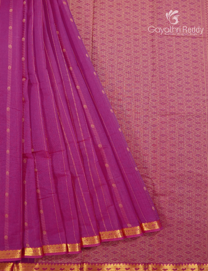 Pure Kanchi Cotton Saree in Deep Rose Pink