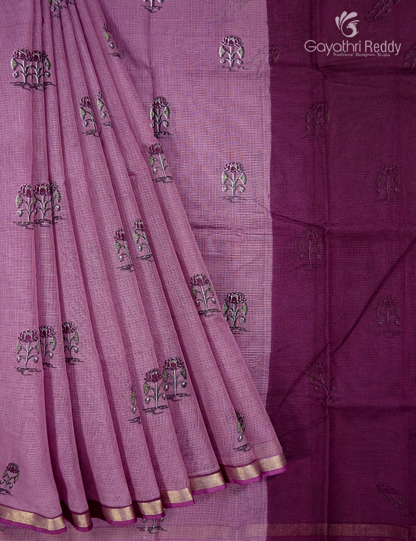 Premium Quality Cotton Kota Saree in Deep Onion Pink and Deep Plum