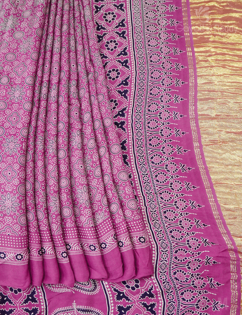 MODAL AJRAKH PRINT SAREE-PMS82