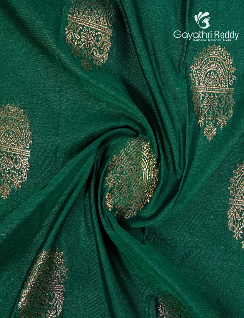 Semi Kanchipuram Art Silk Saree in Bottle Green