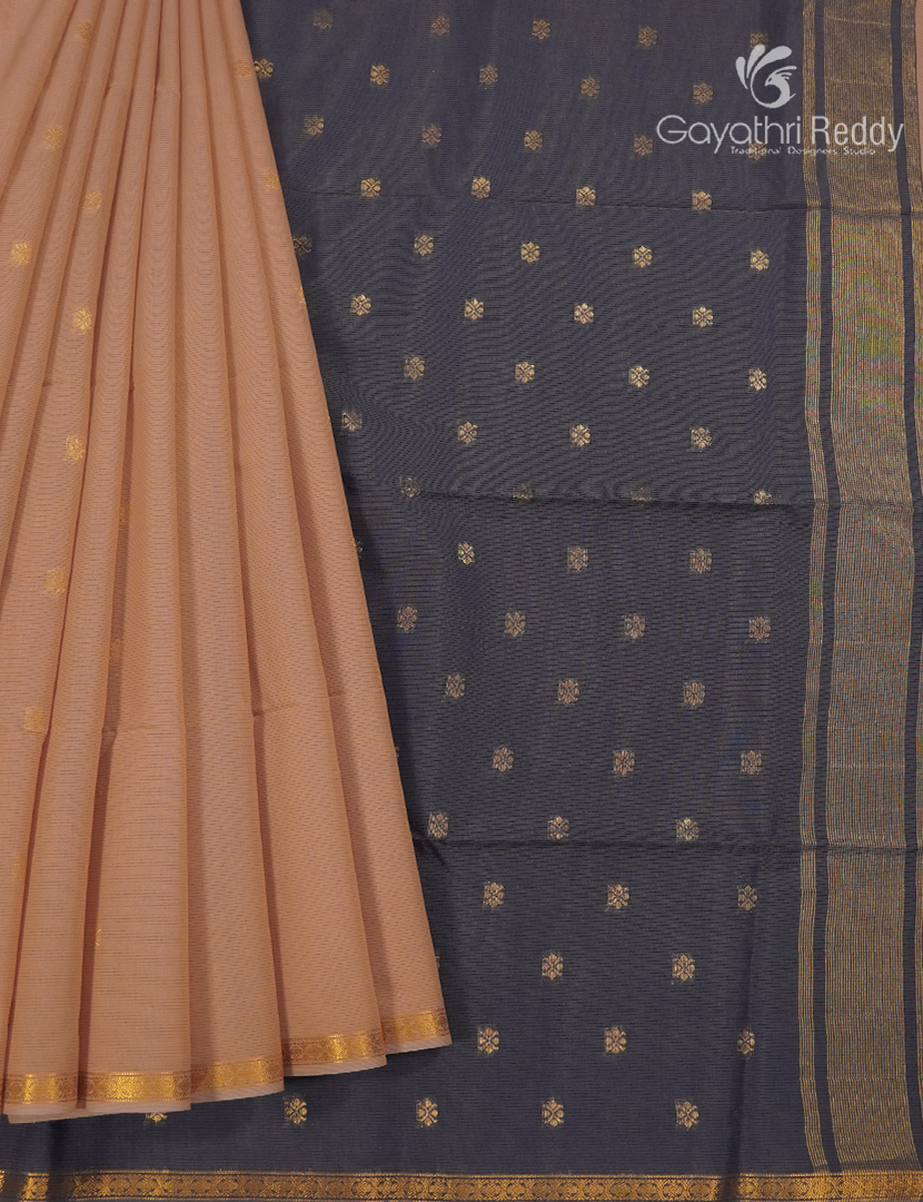 Kanchipuram Sico Saree in Sandalwood and Concrete Grey