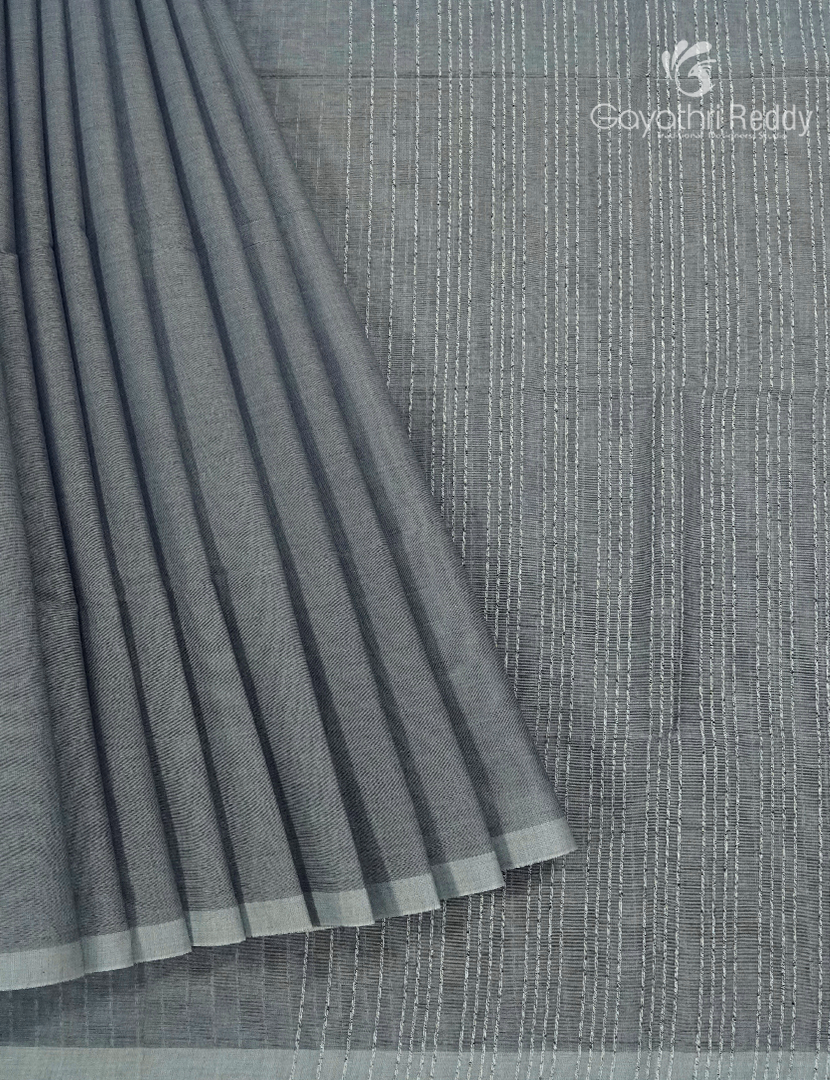 Pure Handloom Cotton Saree in Grey