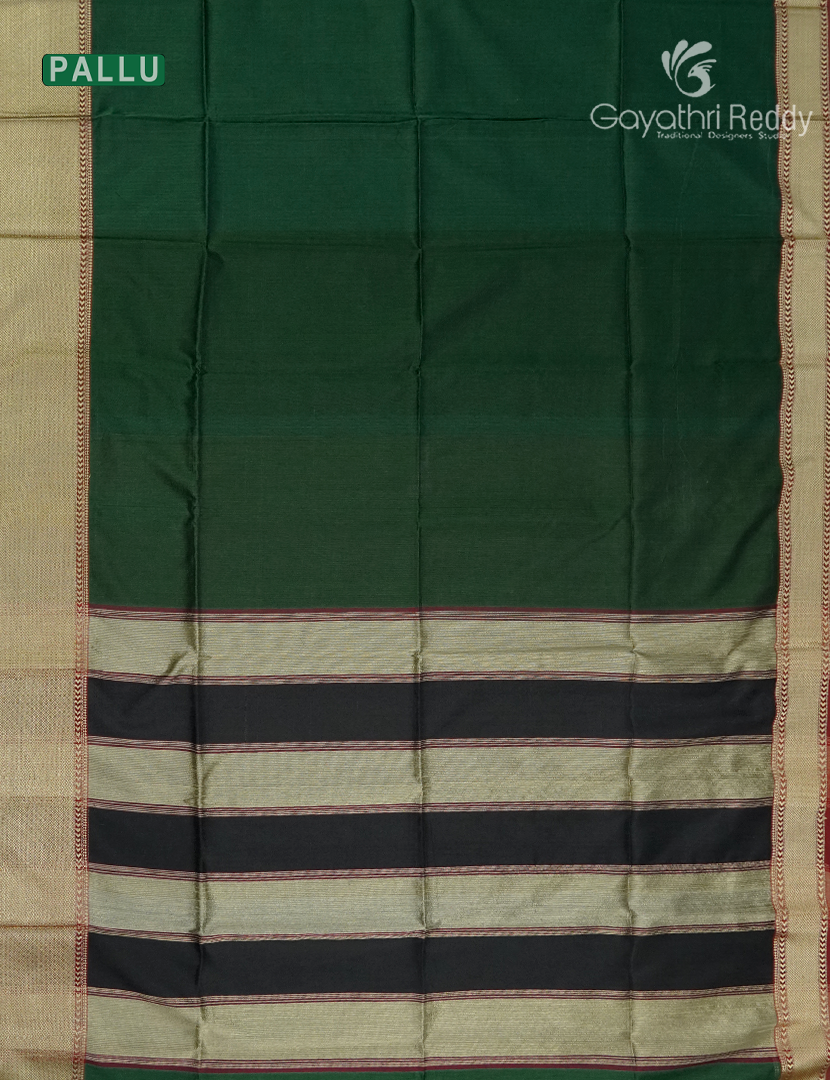 Pure Chanderi Sico Saree in Bottle Green