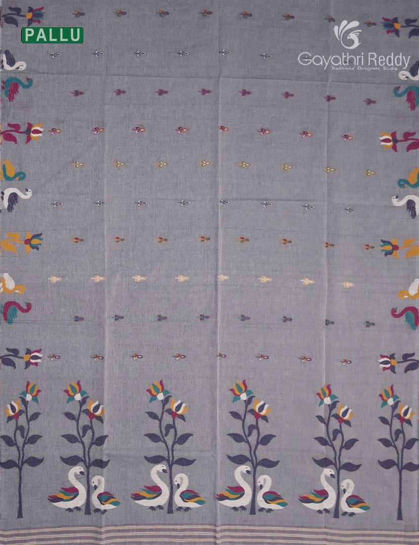 Jamdani Cotton Saree in Grey