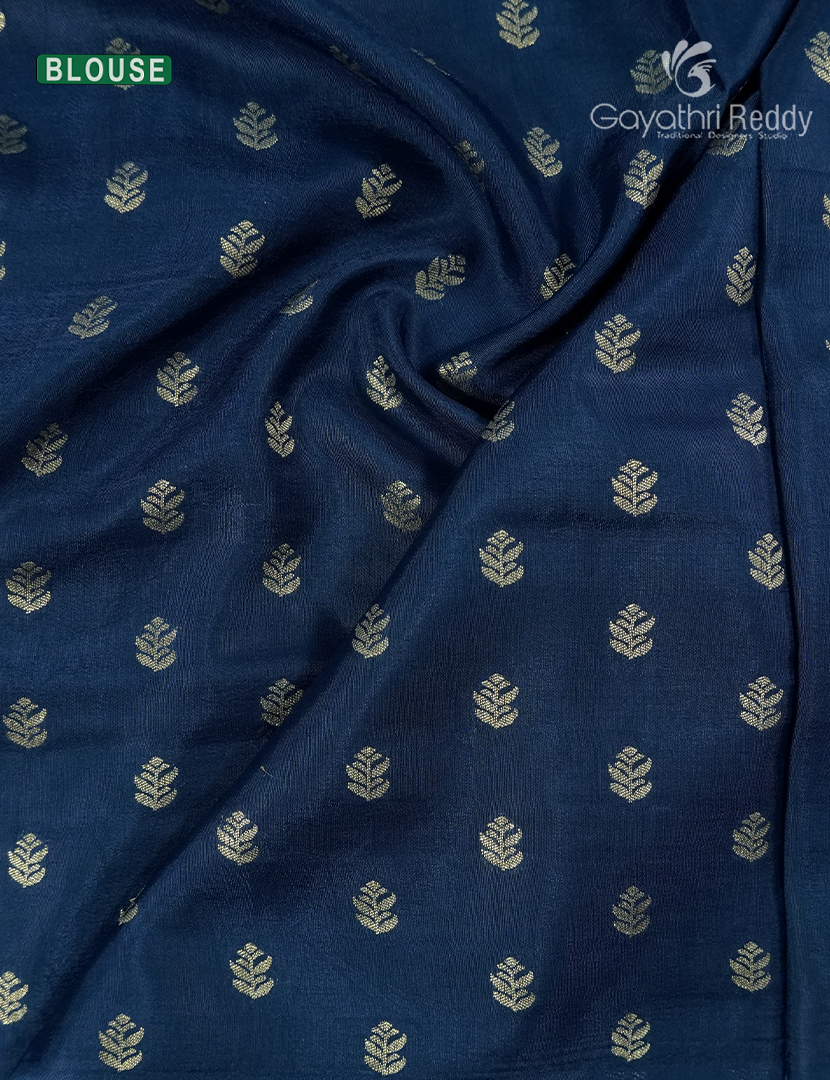 Semi Mysore Crepe Saree in Powder Blue and Indigo Blue