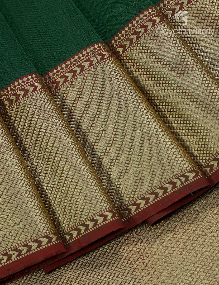 Pure Chanderi Sico Saree in Bottle Green
