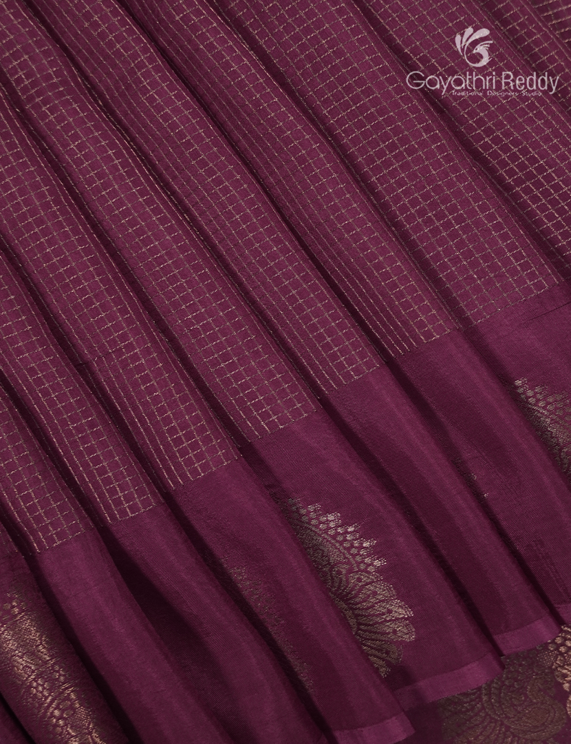 Semi Mysore Crepe Saree in Jamun