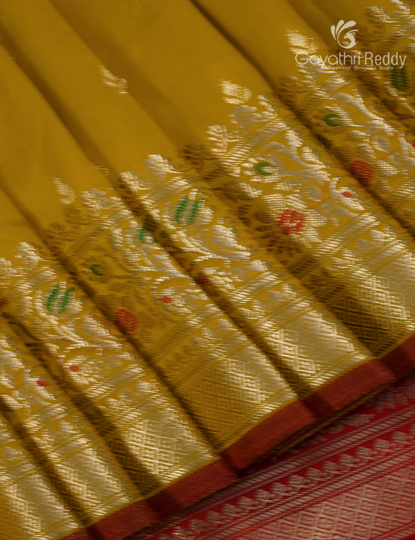 Semi Banaras Katan Silk Saree in Mustard
