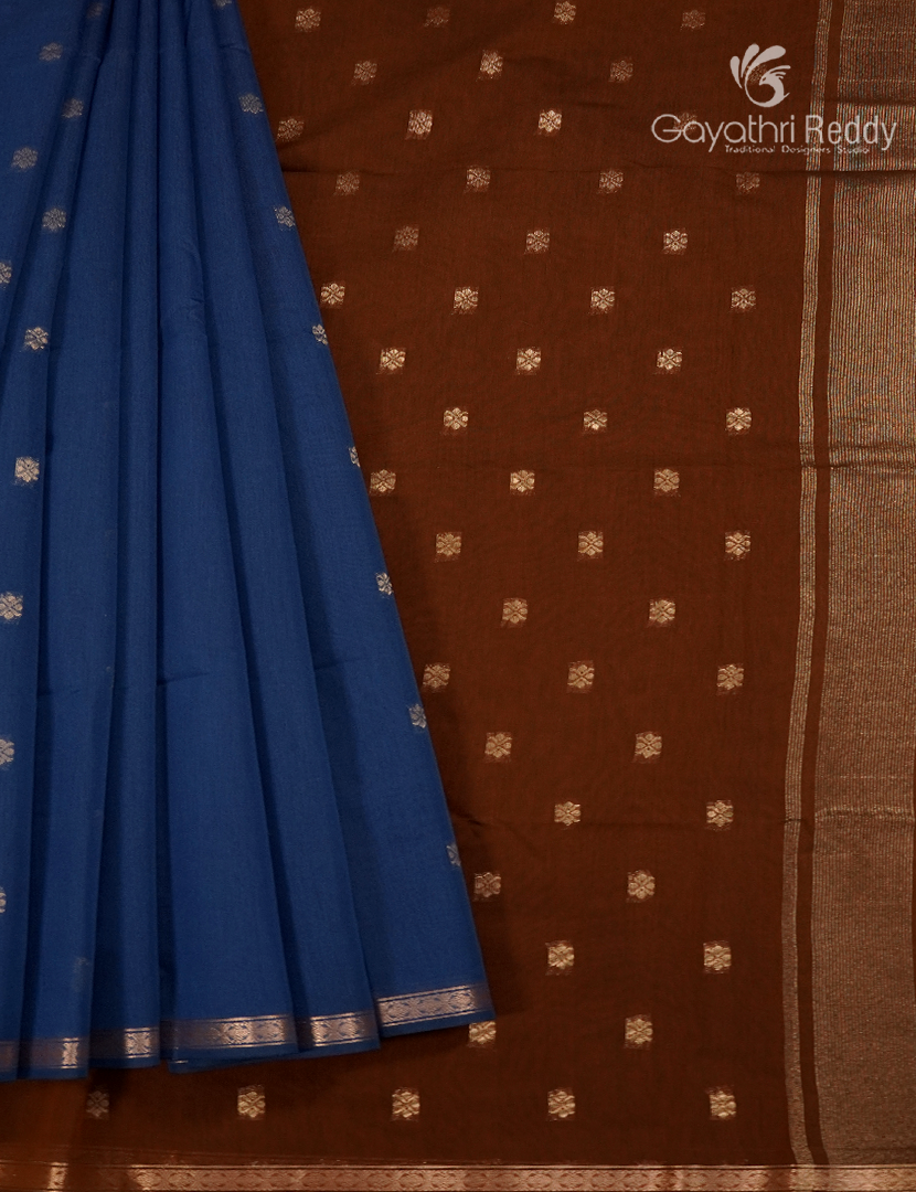 Kanchipuram Sico Saree in Blue and Brown
