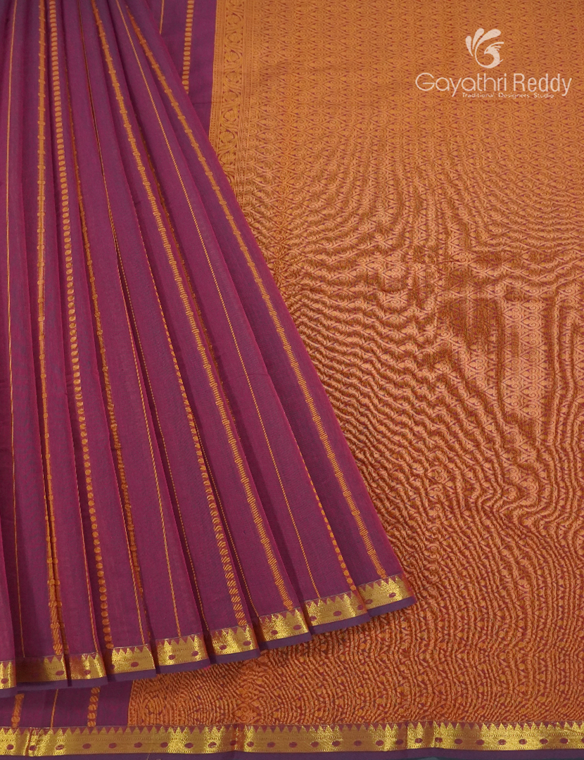 Pure Kanchi Cotton Saree in Deep Magenta