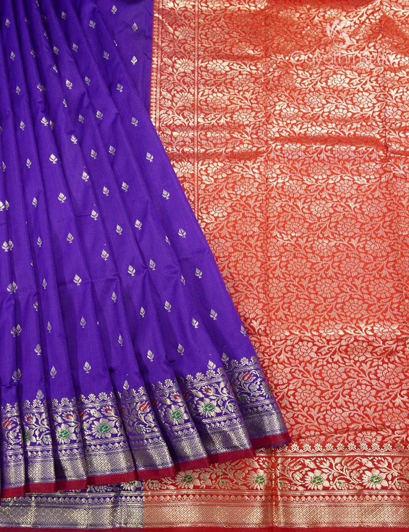 Semi Banaras Katan Silk Saree in Violet