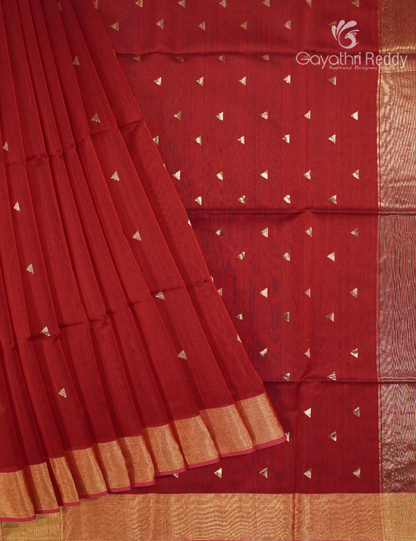 Pure Chanderi Sico Saree in Bridal Red