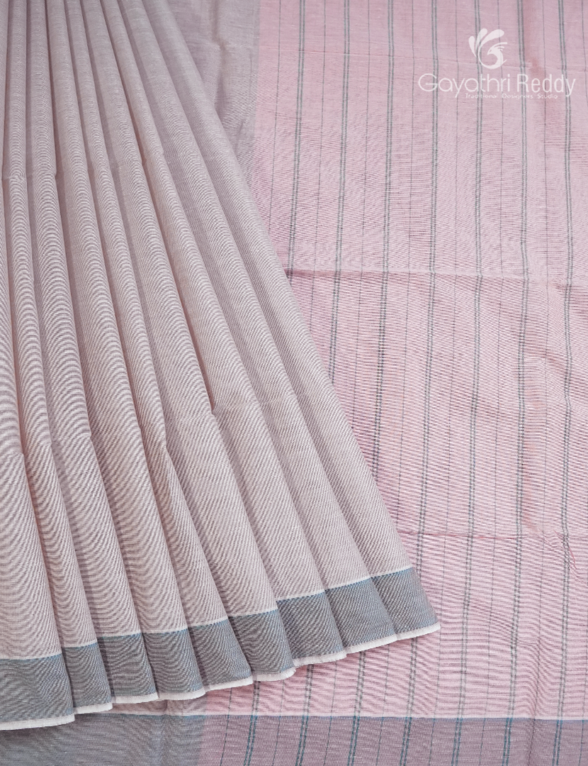Pure Handloom Cotton Saree in Baby Pink