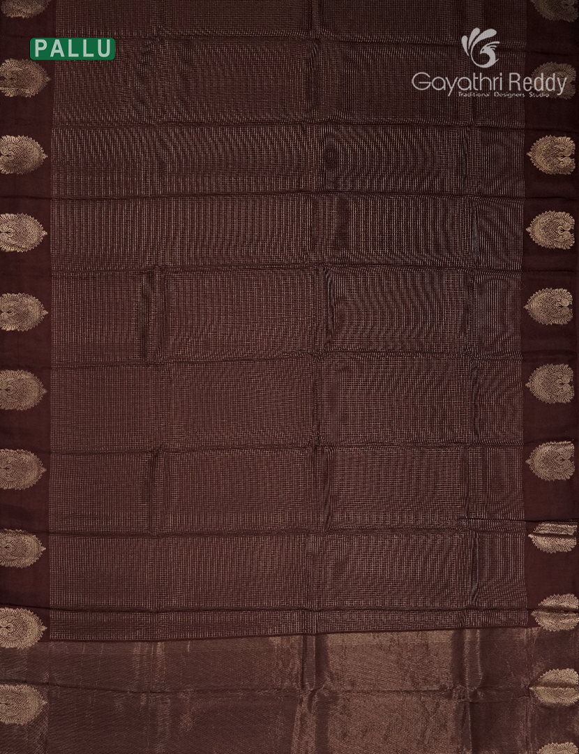 Semi Mysore Crepe Saree in Brown