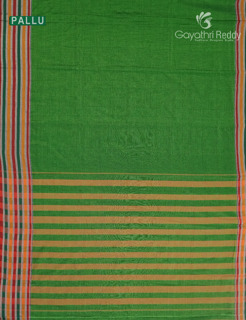 Pure Narayanpet Cotton Saree in Parrot Green