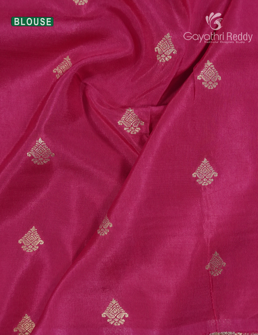 Semi Mysore Crepe Saree in Lime Green and Rose Pink
