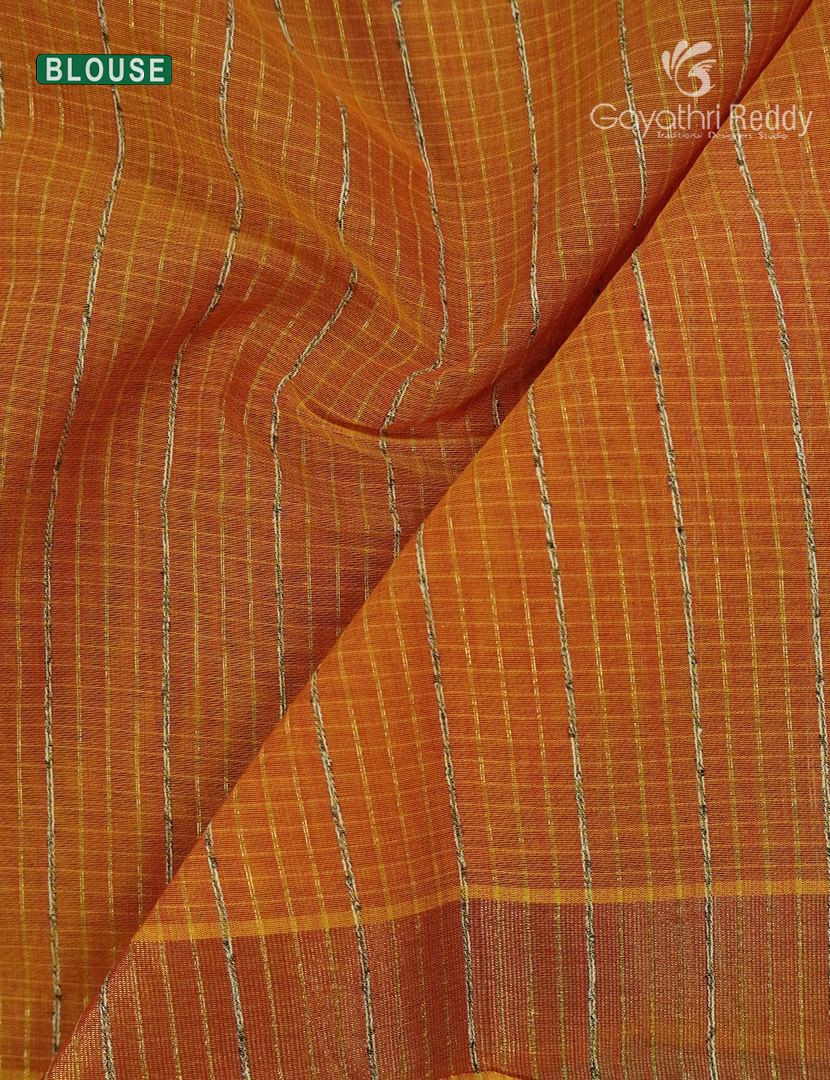 Pure Handloom Cotton Saree in Orange