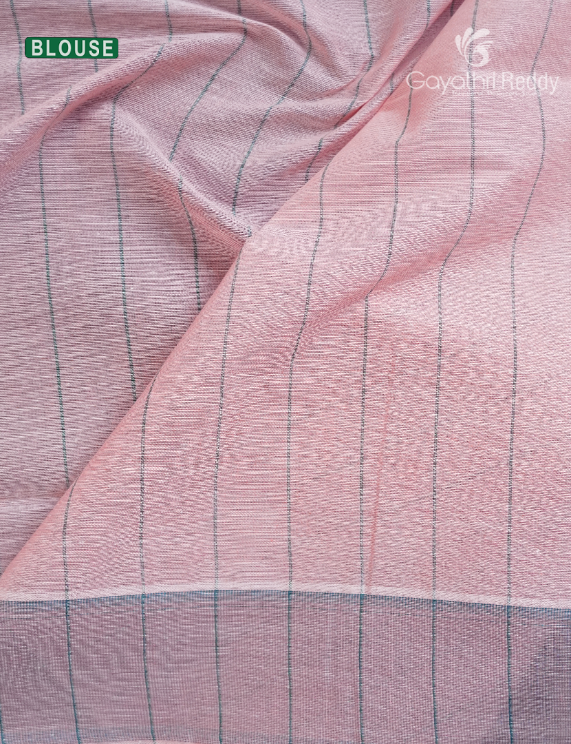 Pure Handloom Cotton Saree in Baby Pink