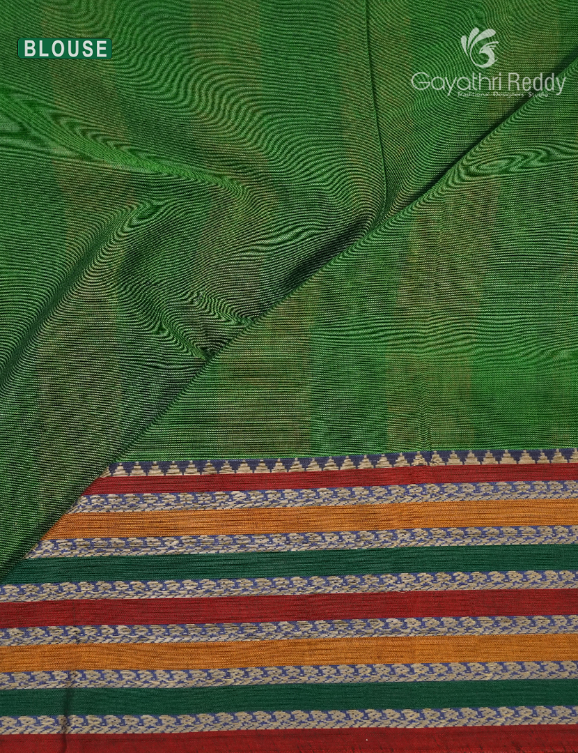 Pure Narayanpet Cotton Saree in Parrot Green