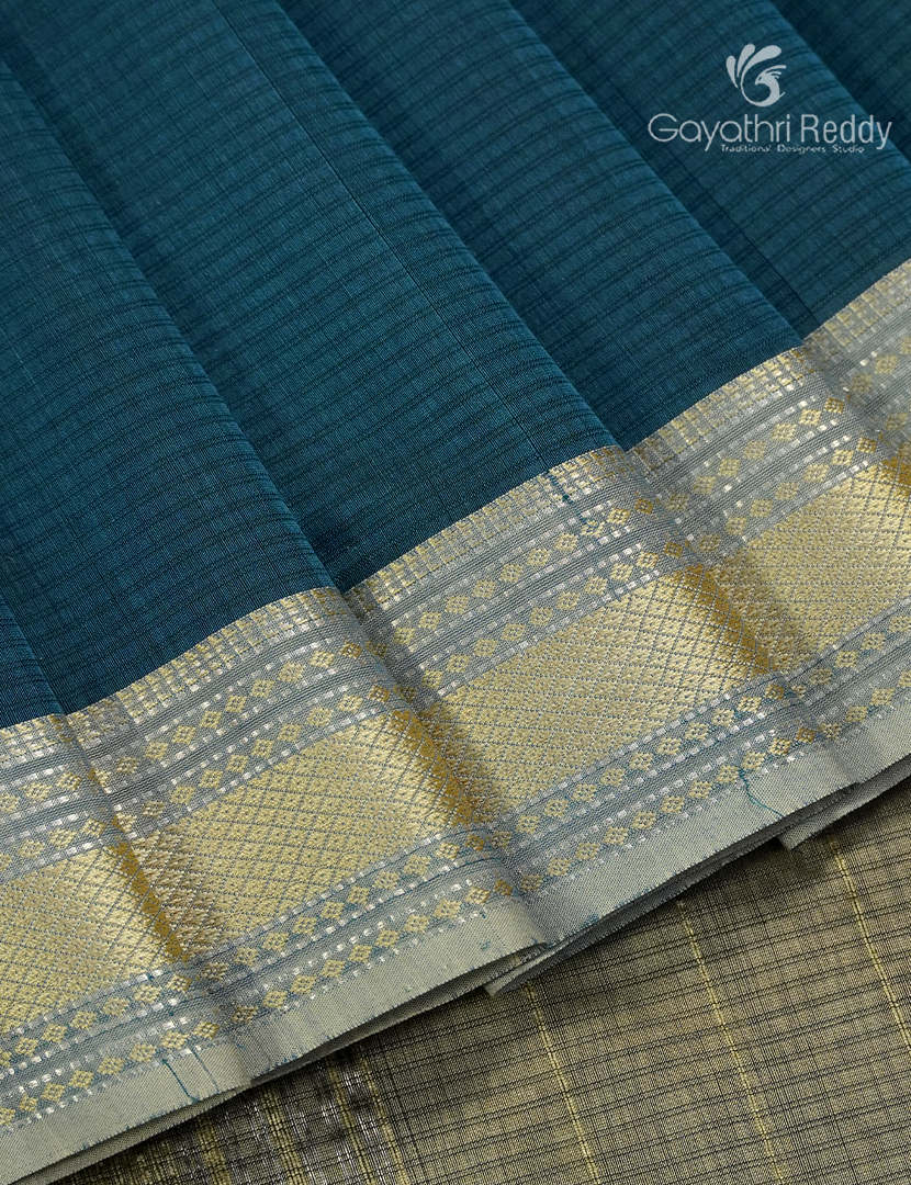 Pure Chanderi Sico Saree in Deep Peacock Green