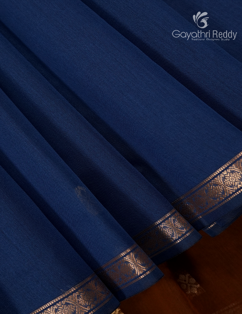 Kanchipuram Sico Saree in Blue and Brown