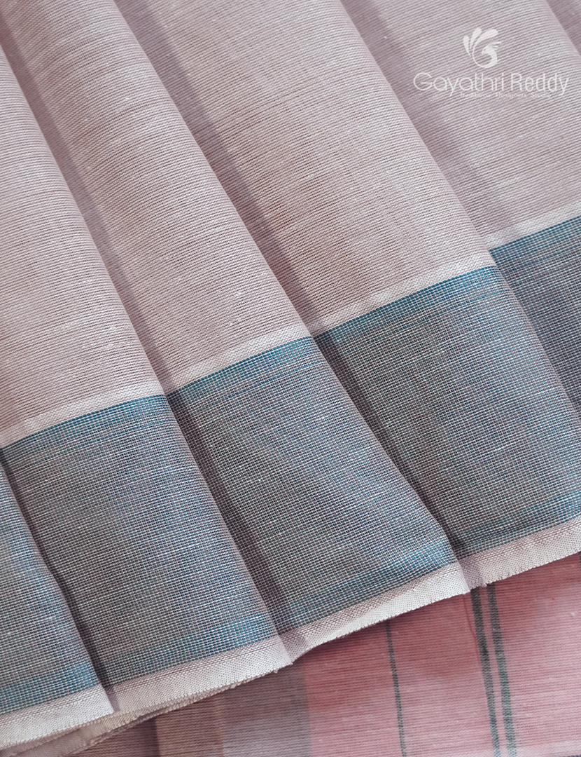 Pure Handloom Cotton Saree in Baby Pink