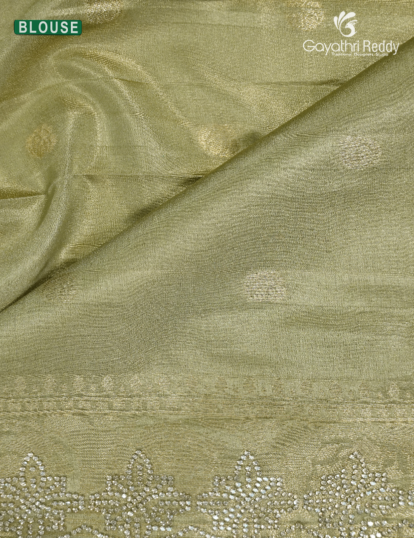 Semi Kanchipuram Silk Fancy Saree in Mehendi Green