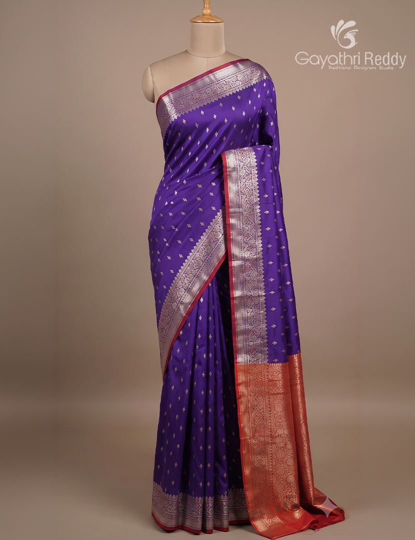 Semi Banaras Katan Silk Saree in Violet