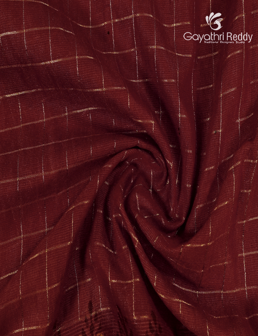 Mangalgiri Kalamkari Saree in Deep Rust